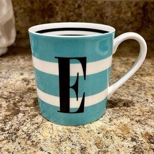 Kate Spade Lenox to the Letter Striped Blue Mug Initial E